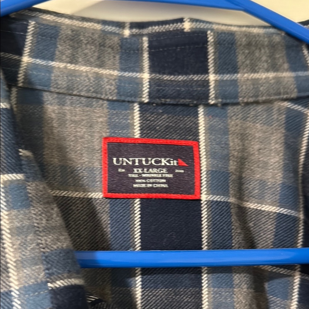 UNTUCKit Navy and Gray Plaid Shirt